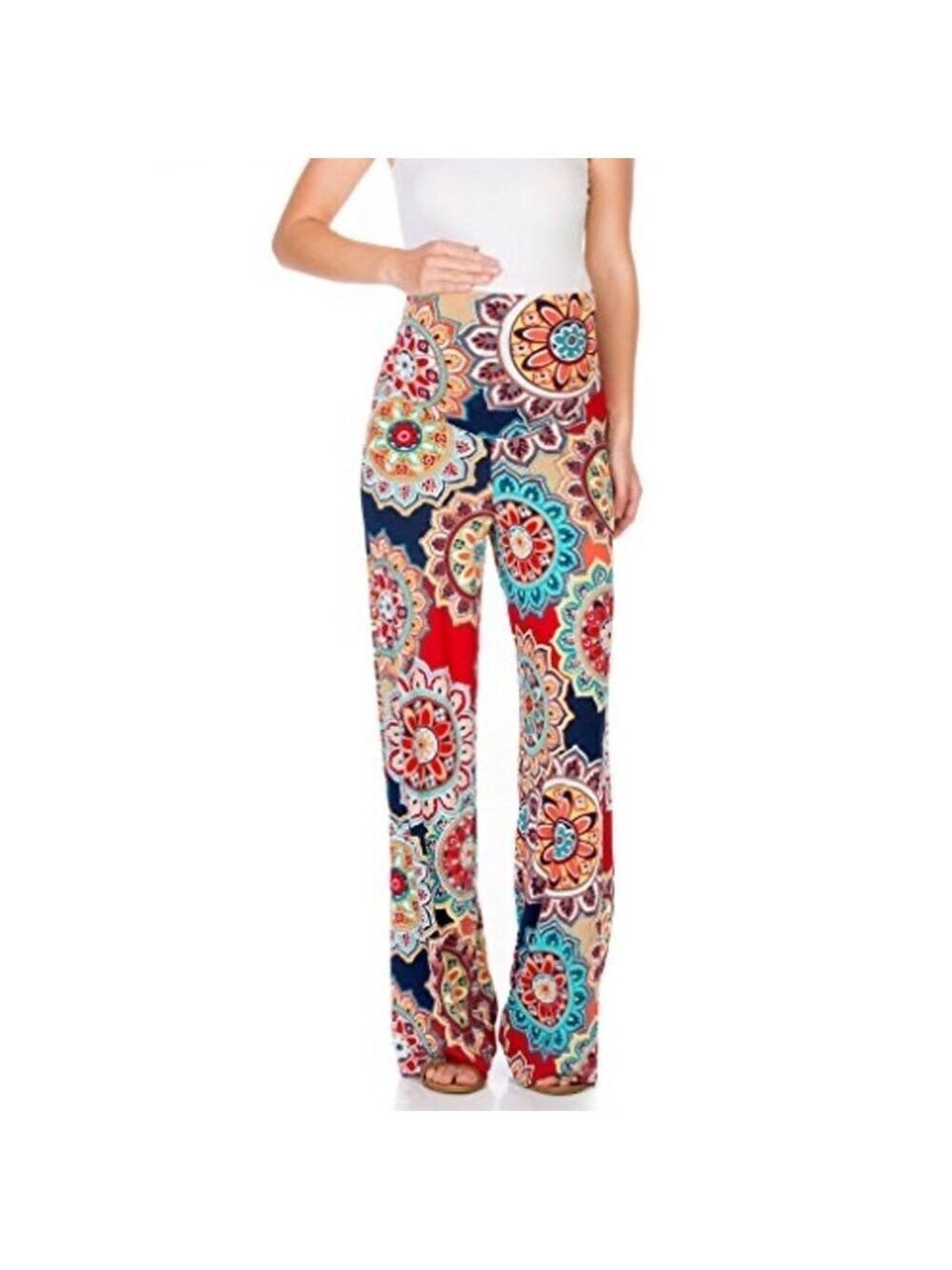 My Bump Women's Maternity Casual Bohemian Damask Palazzo Pants